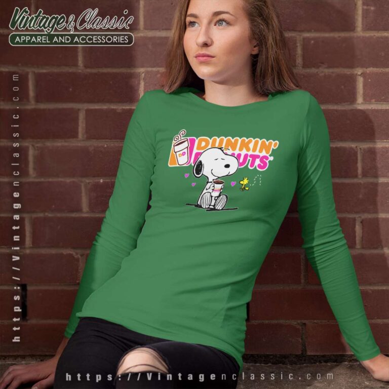 Snoopy Drinking Dunkin Donut Long Sleeve Tee Snoopy Drinking Dunkin Donut Long Sleeve Tee