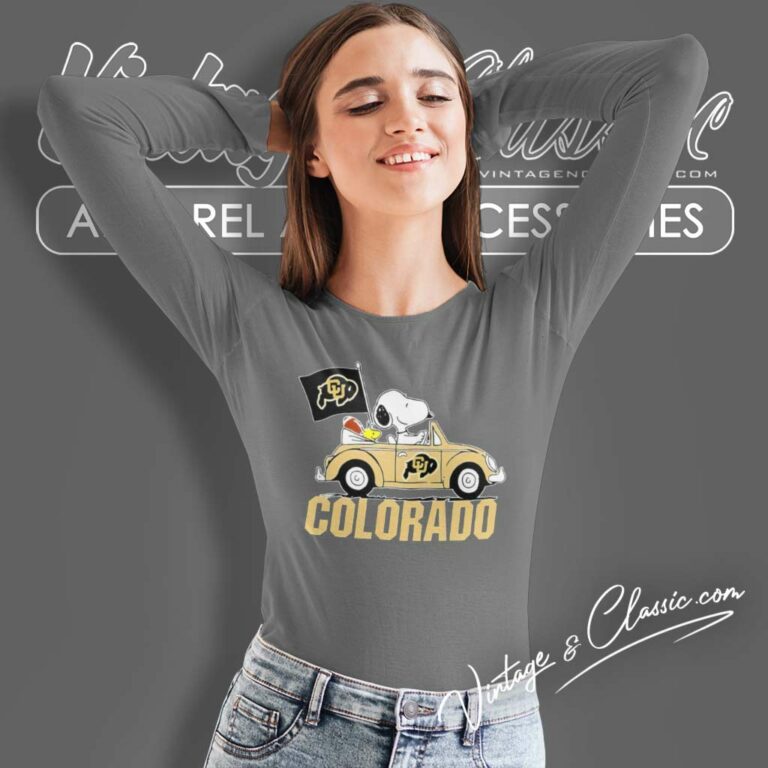 Snoopy Drive A Car Colorado Buffaloes Logo Long Sleeve Tee Snoopy Drive A Car Colorado Buffaloes Logo Long Sleeve Tee