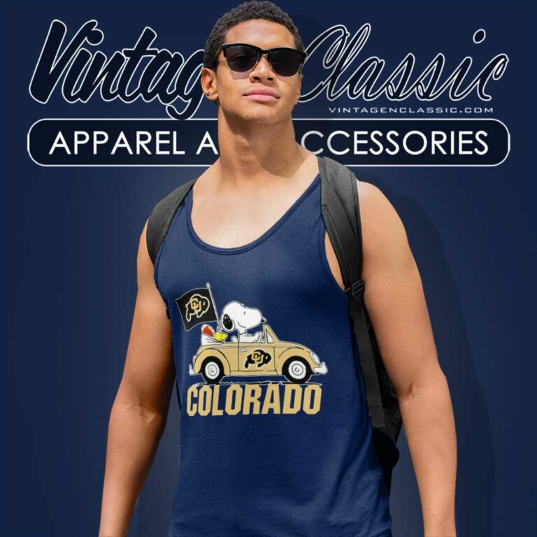 Snoopy Drive A Car Colorado Buffaloes Logo Tank Top Racerback Snoopy Drive A Car Colorado Buffaloes Logo Tank Top Racerback