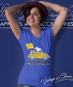 Snoopy Driving Car Los Angeles Chargers V Neck TShirt 1