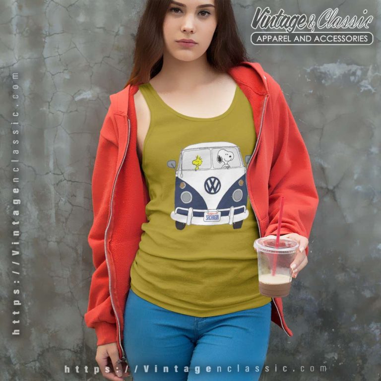Snoopy Driving Hippie Car Volkswagen Beetle Tank Top Racerback Snoopy Driving Hippie Car Volkswagen Beetle Tank Top Racerback