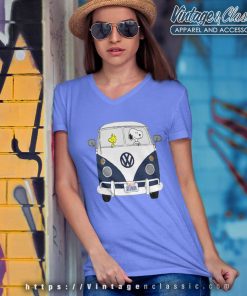 Snoopy Driving Hippie Car Volkswagen Beetle Shirt 4 Snoopy Driving Hippie Car Volkswagen Beetle V Neck TShirt