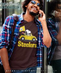 Snoopy Driving Volkswagen Pittsburgh Steelers Shirt 6 Snoopy Driving Volkswagen Pittsburgh Steelers V Neck TShirt