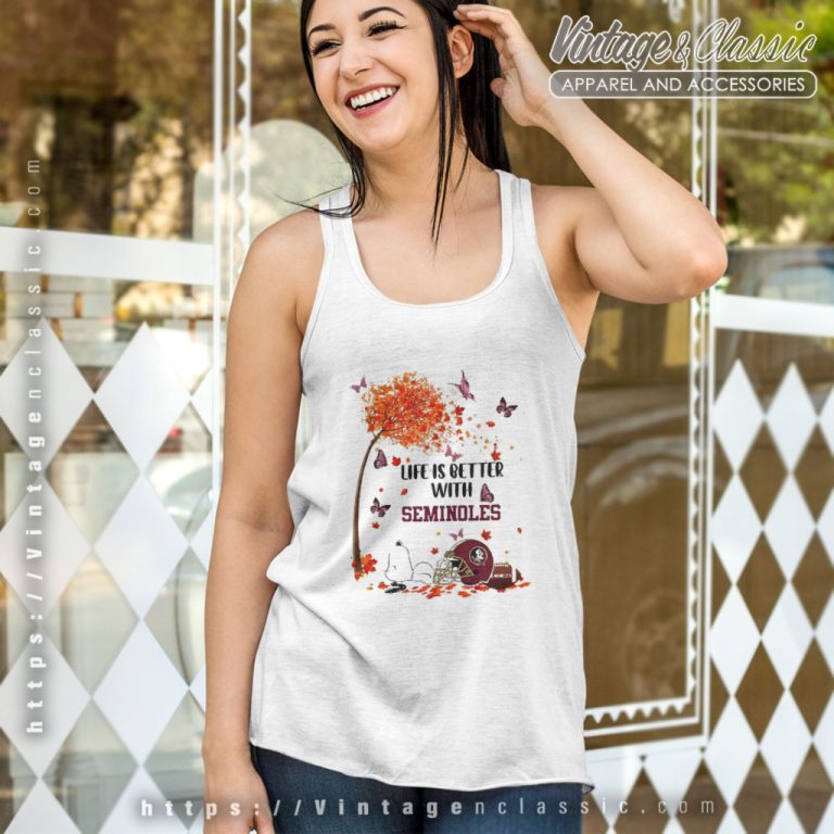Snoopy Fall Life Is Better With Florida State Seminoles Tank Top Racerback Snoopy Fall Life Is Better With Florida State Seminoles Tank Top Racerback