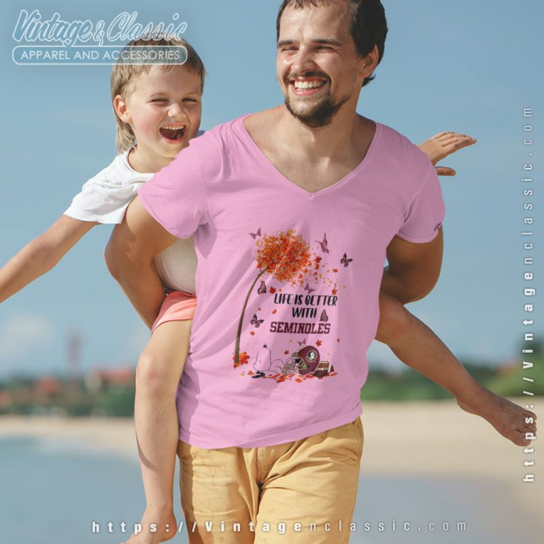 Snoopy Fall Life Is Better With Florida State Seminoles V Neck TShirt Snoopy Fall Life Is Better With Florida State Seminoles V Neck TShirt