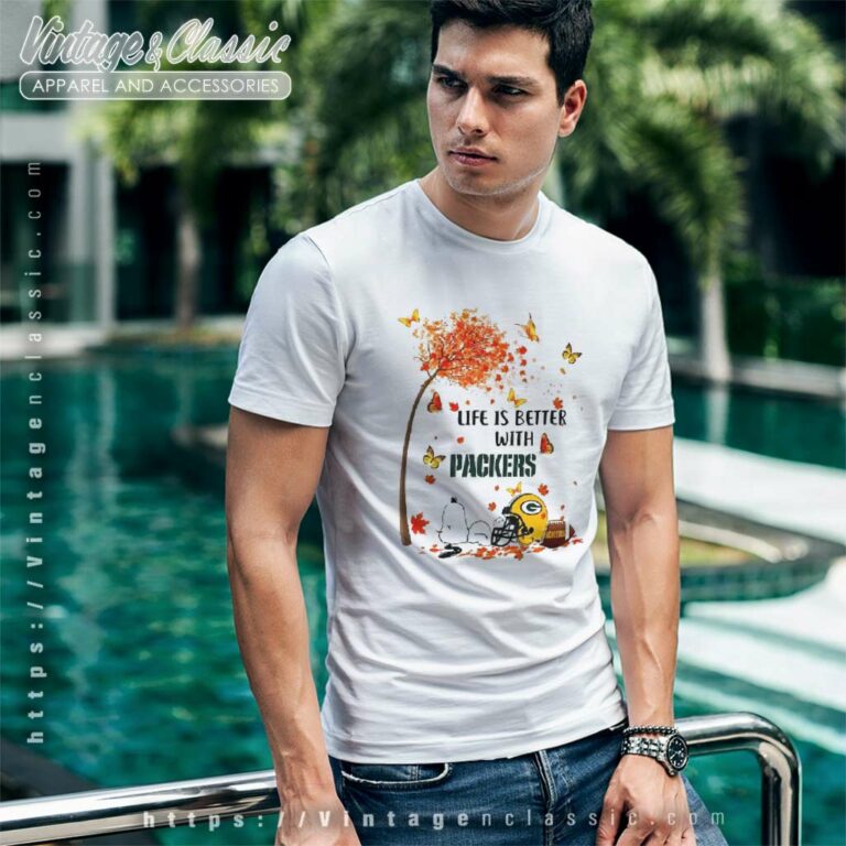 Snoopy Fall Life Is Better With Green Bay Packers T Shirt Snoopy Fall Life Is Better With Green Bay Packers T Shirt