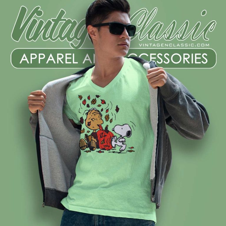 Snoopy Fall Thanksgiving Day V Neck TShirt Snoopy Fall Thanksgiving Day V Neck TShirt