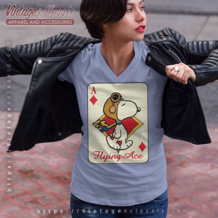 Snoopy Flying Ace Card V Neck TShirt Snoopy Flying Ace Card V Neck TShirt