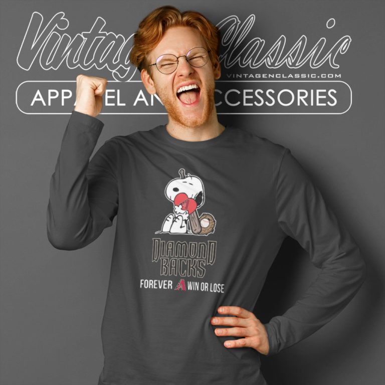 Snoopy Forever Win Or Lose Baseball Arizona Diamondbacks Long Sleeve Tee Snoopy Forever Win Or Lose Baseball Arizona Diamondbacks Long Sleeve Tee