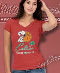 Snoopy Forever Win Or Lose Boston Celtics V Neck TShirt