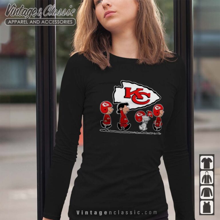 Snoopy Friends Kansas City Chiefs Super Bowl LVII Longsleeves Snoopy Friends Kansas City Chiefs Super Bowl LVII Longsleeves