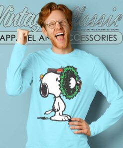 Snoopy Funny Christmas Holiday Wreath Long Sleeve Tee