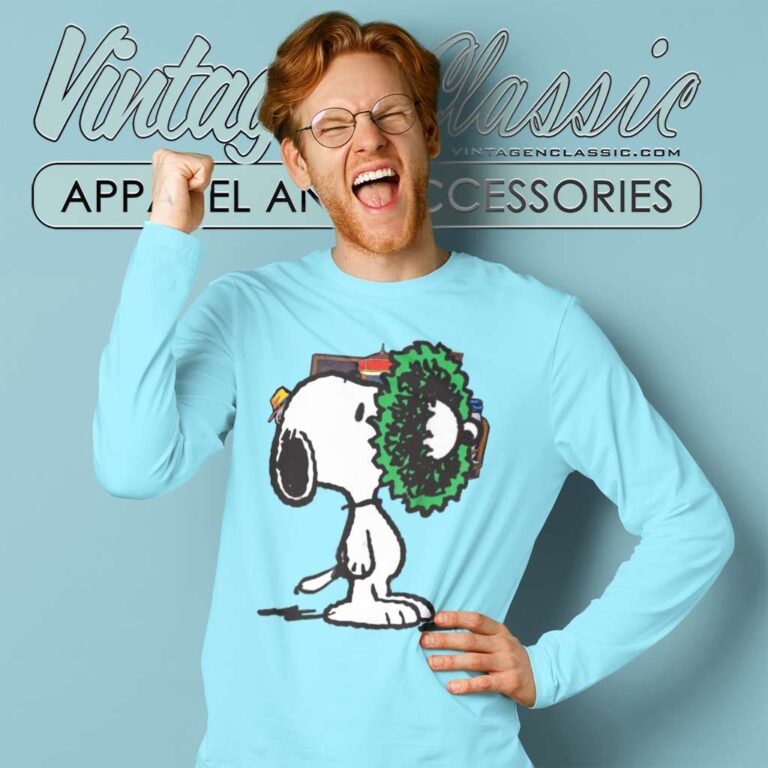 Snoopy Funny Christmas Holiday Wreath Long Sleeve Tee Snoopy Funny Christmas Holiday Wreath Long Sleeve Tee