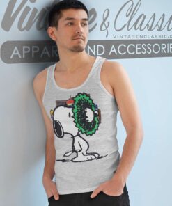 Snoopy Funny Christmas Holiday Wreath Tank Top Racerback
