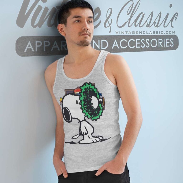 Snoopy Funny Christmas Holiday Wreath Tank Top Racerback Snoopy Funny Christmas Holiday Wreath Tank Top Racerback
