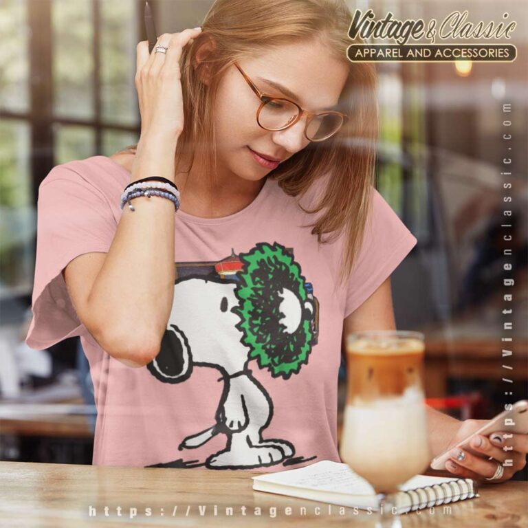 Snoopy Funny Christmas Holiday Wreath Women TShirt Snoopy Funny Christmas Holiday Wreath Women TShirt