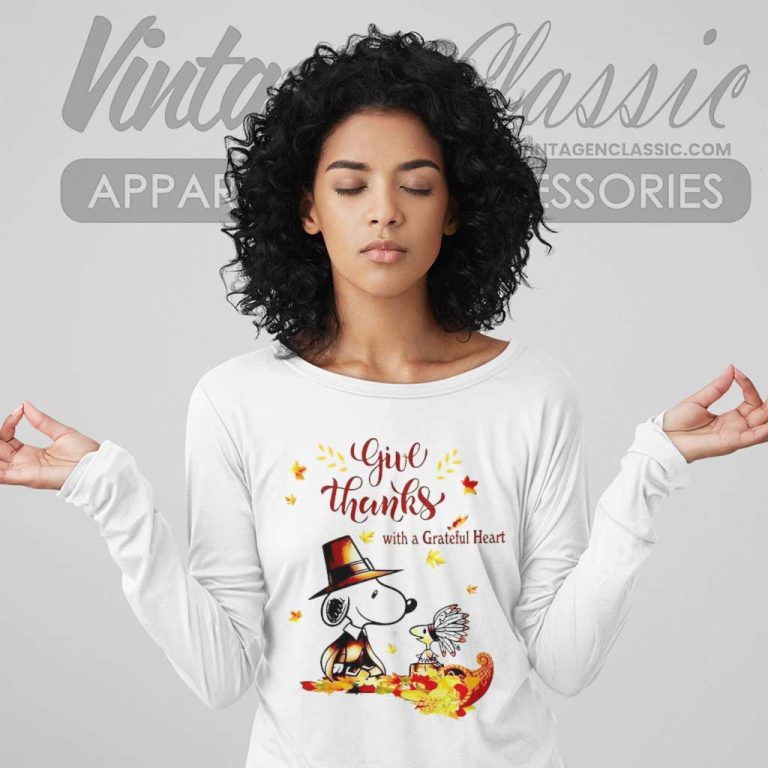 Snoopy Give Thanks With A Grateful Heart Long Sleeve Tee Snoopy Give Thanks With A Grateful Heart Long Sleeve Tee