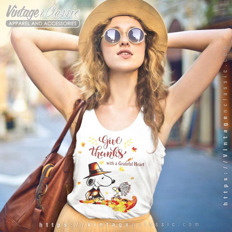 Snoopy Give Thanks With A Grateful Heart Tank Top Racerback Snoopy Give Thanks With A Grateful Heart Tank Top Racerback