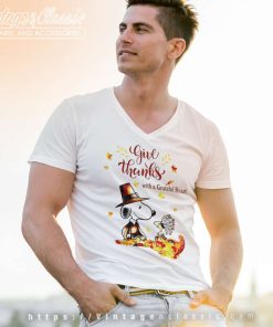 Snoopy Give Thanks With A Grateful Heart V Neck TShirt