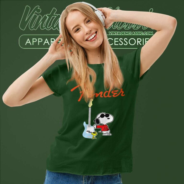 Snoopy Guitar Player Fender Women TShirt Snoopy Guitar Player Fender Women TShirt