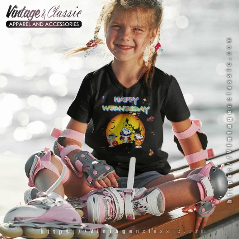 Snoopy Halloween Shirt Happy Wednesday kids Vneck Snoopy Halloween Shirt Happy Wednesday kids Vneck