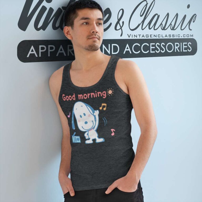 Snoopy Happy Good Morning Funny Tank Top Racerback Snoopy Happy Good Morning Funny Tank Top Racerback