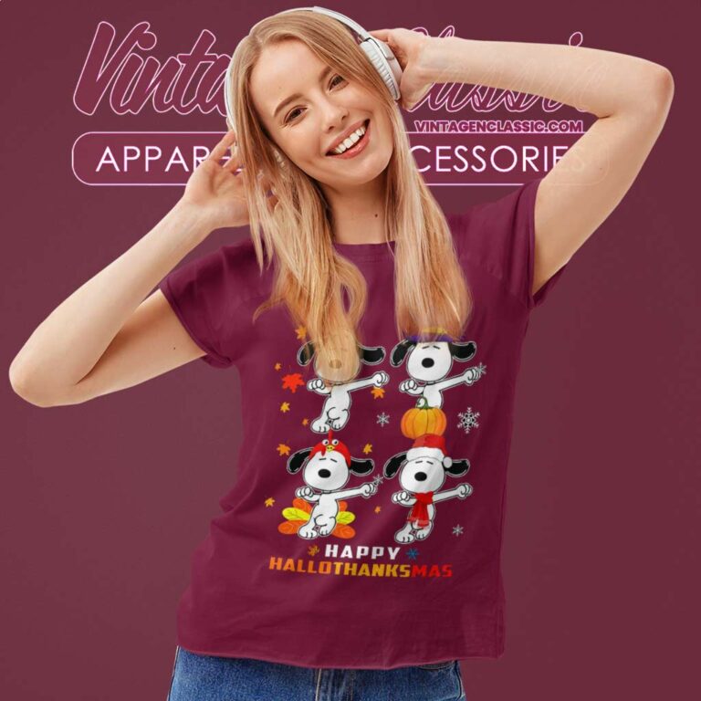 Snoopy Happy Hallo Thanksmas Women TShirt Snoopy Happy Hallo Thanksmas Women TShirt