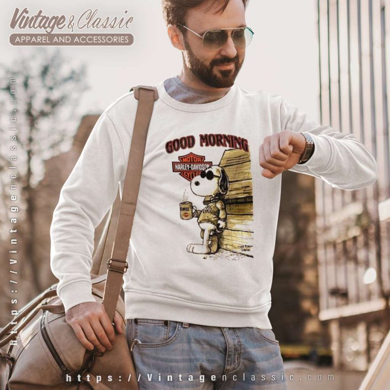 Snoopy Harley Davidson Good Morning Sweatshirt Snoopy Harley Davidson Good Morning Sweatshirt