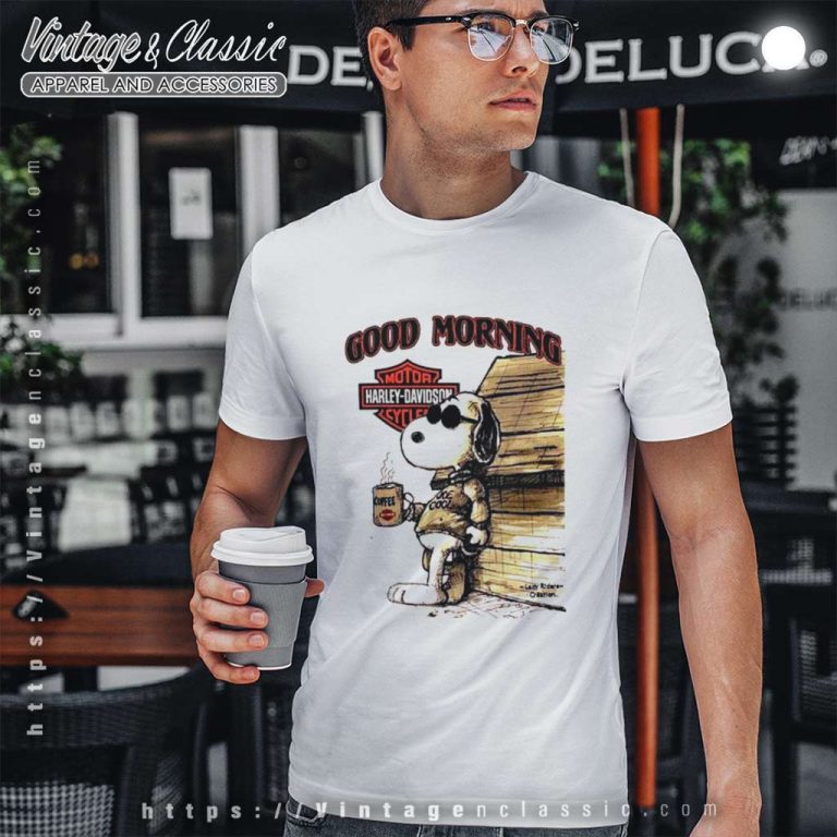 Snoopy Harley Davidson Good Morning T shirt Men Snoopy Harley Davidson Good Morning T shirt Men