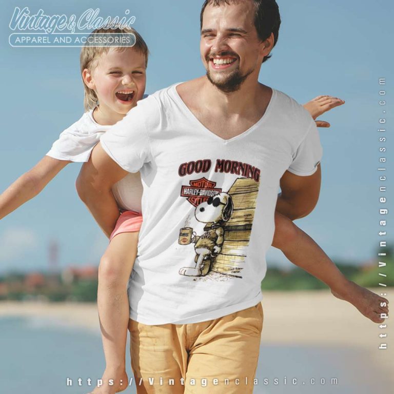 Snoopy Harley Davidson Good Morning V neck Snoopy Harley Davidson Good Morning V neck