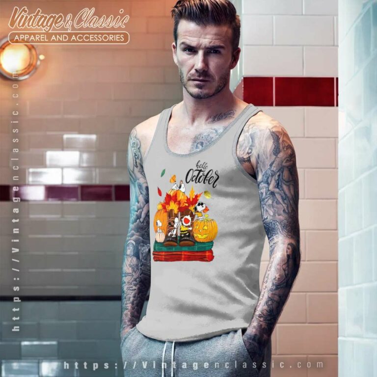 Snoopy Hello October Shirt Halloween Tank Top Racerback Snoopy Hello October Shirt Halloween Tank Top Racerback