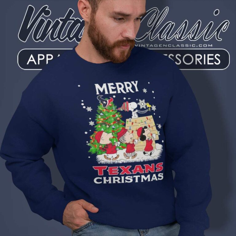 Snoopy Houston Texans Merry Christmas Peanuts Characters Sweatshirt Snoopy Houston Texans Merry Christmas Peanuts Characters Sweatshirt