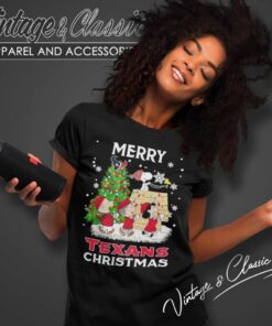 Snoopy Houston Texans Merry Christmas Peanuts Characters Women TShirt