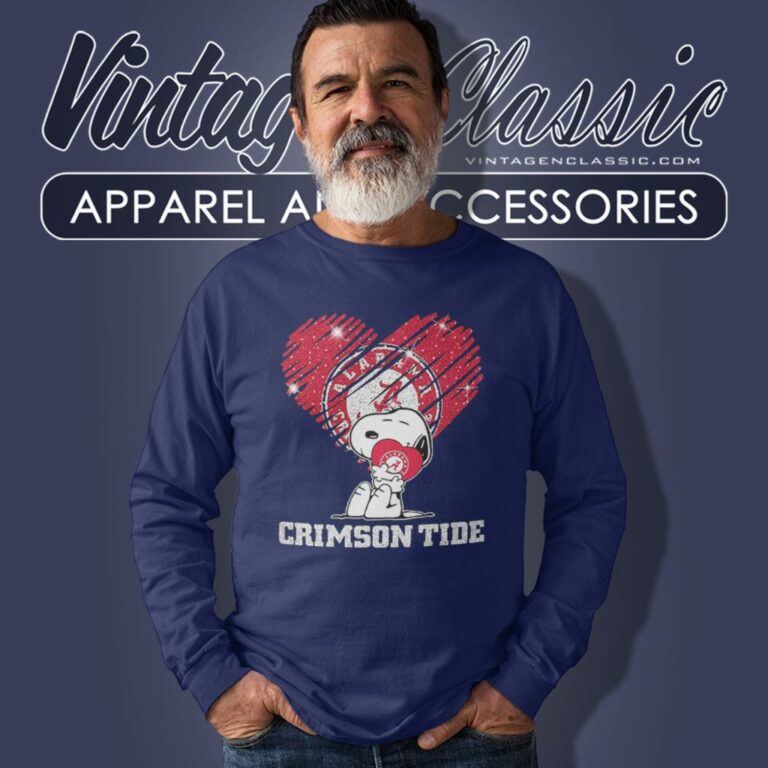 Snoopy Hug Alabama Crimson Tide Heart Diamond Long Sleeve Tee Snoopy Hug Alabama Crimson Tide Heart Diamond Long Sleeve Tee