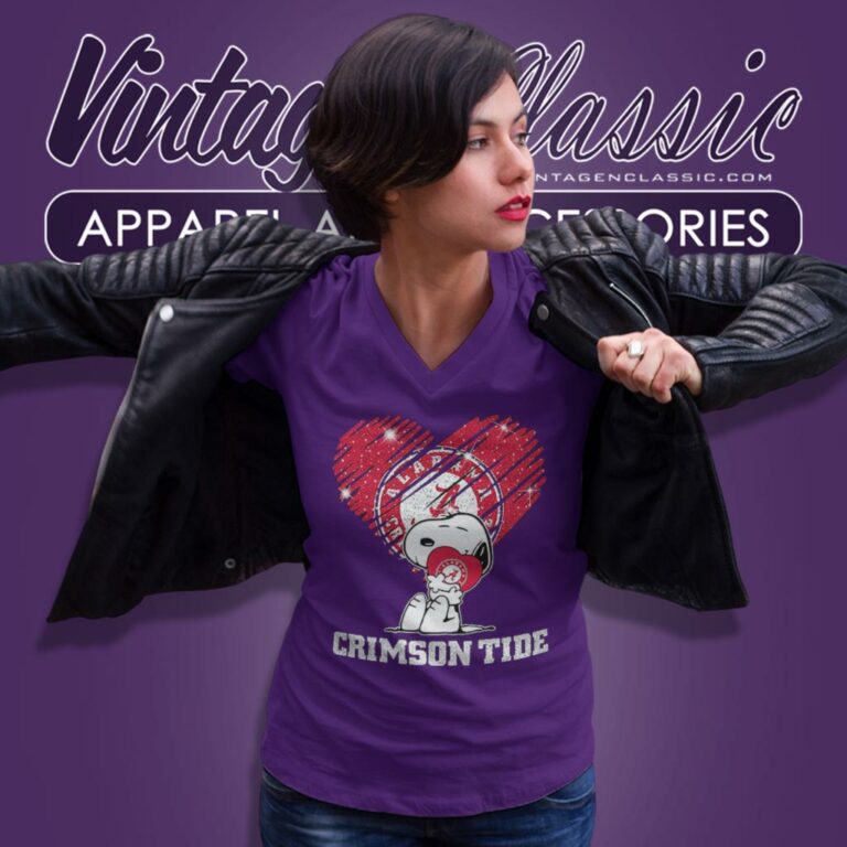 Snoopy Hug Alabama Crimson Tide Heart Diamond V Neck TShirt Snoopy Hug Alabama Crimson Tide Heart Diamond V Neck TShirt