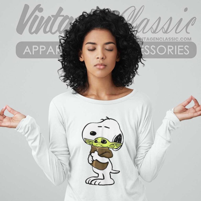 Snoopy Hugging Baby Yoda Star Wars Long Sleeve Tee Snoopy Hugging Baby Yoda Star Wars Long Sleeve Tee