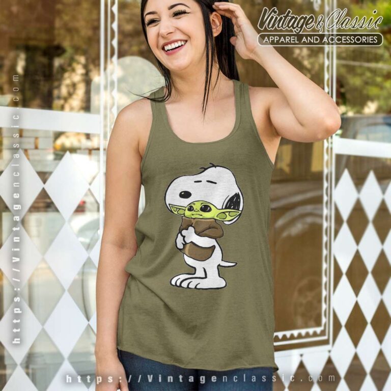 Snoopy Hugging Baby Yoda Star Wars Tank Top Racerback Snoopy Hugging Baby Yoda Star Wars Tank Top Racerback