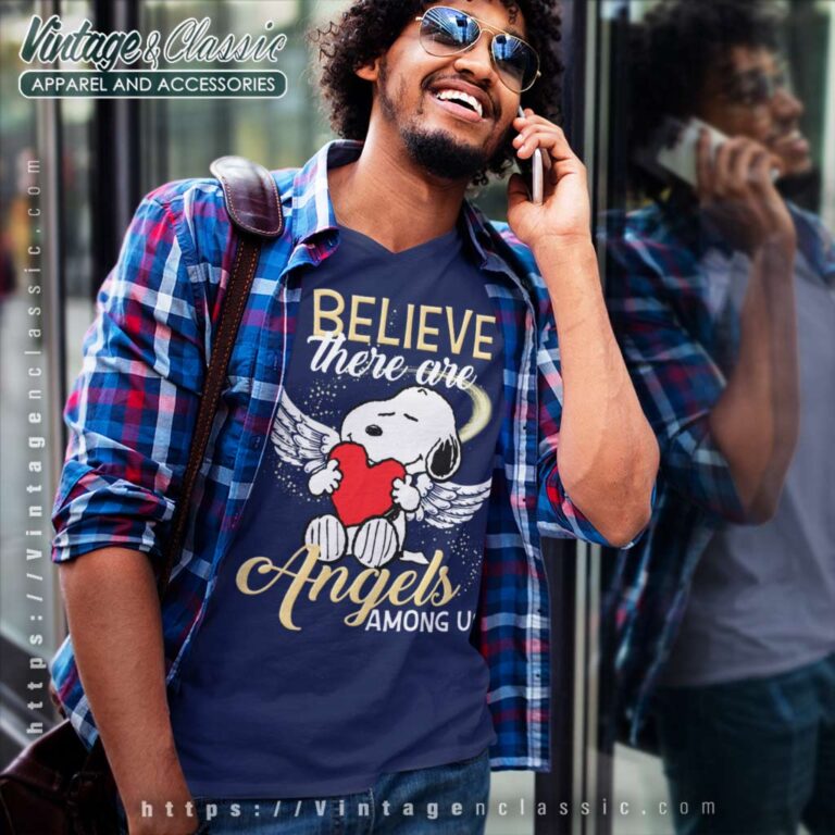 Snoopy I Believe There Are Angels Among Us V Neck TShirt Snoopy I Believe There Are Angels Among Us V Neck TShirt