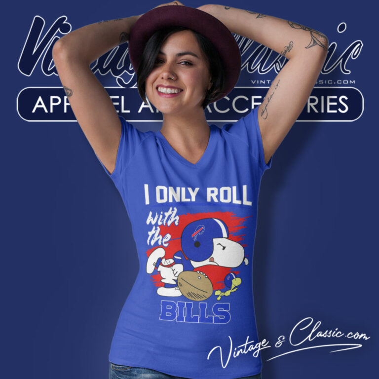 Snoopy I Only Roll With Bills V Neck TShirt Snoopy I Only Roll With Bills V Neck TShirt
