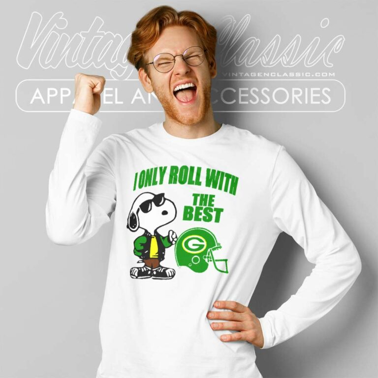 Snoopy I Only Roll With The Green Bay Packers Best Team Long Sleeve Tee Snoopy I Only Roll With The Green Bay Packers Best Team Long Sleeve Tee