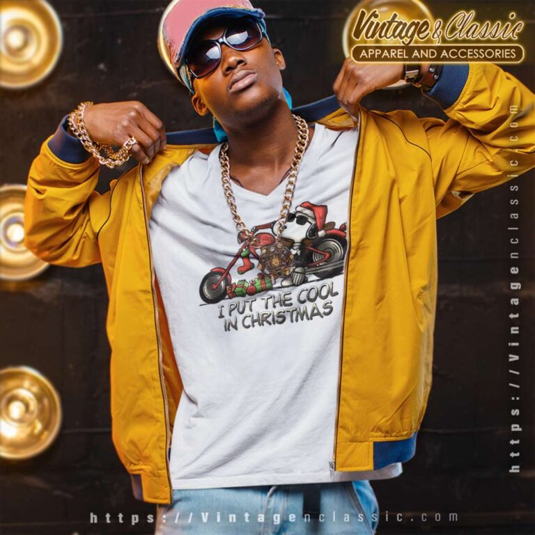 Snoopy I Put The Cool In Christmas Motorcycle V Neck TShirt Snoopy I Put The Cool In Christmas Motorcycle V Neck TShirt