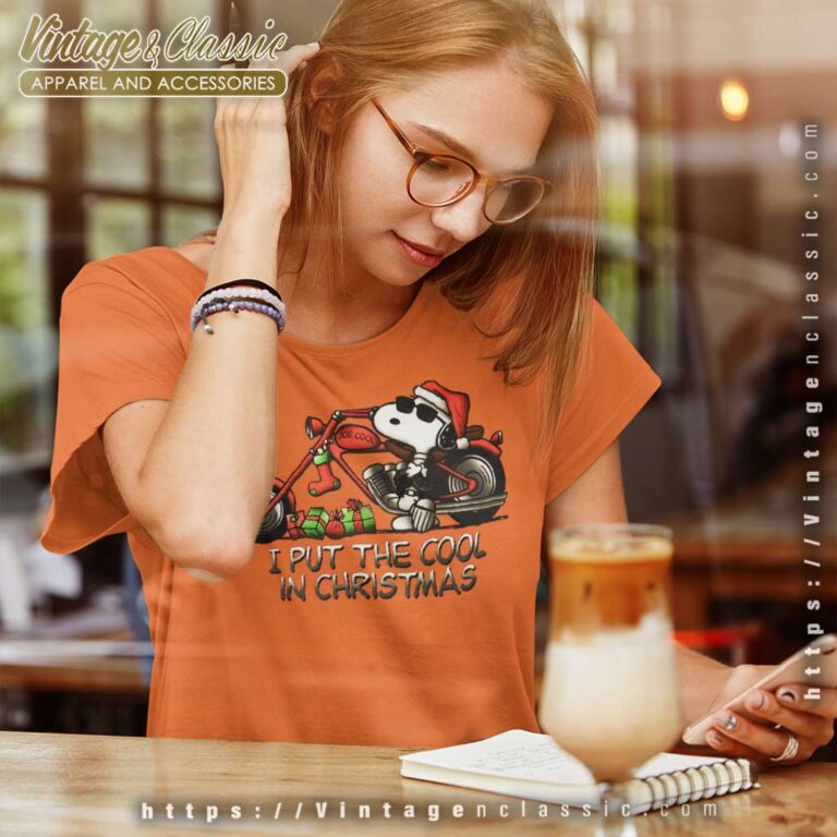 Snoopy I Put The Cool In Christmas Motorcycle Women TShirt Snoopy I Put The Cool In Christmas Motorcycle Women TShirt