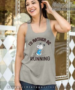 Snoopy Id Rather Be Running Tank Top Racerback