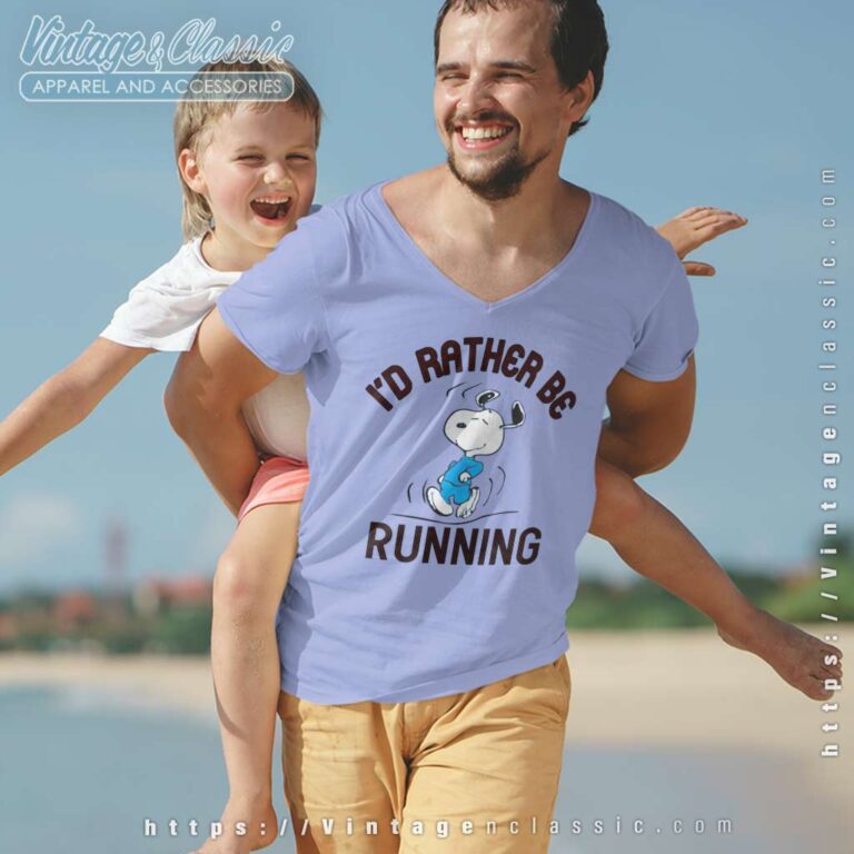 Snoopy Id Rather Be Running V Neck TShirt Snoopy Id Rather Be Running V Neck TShirt
