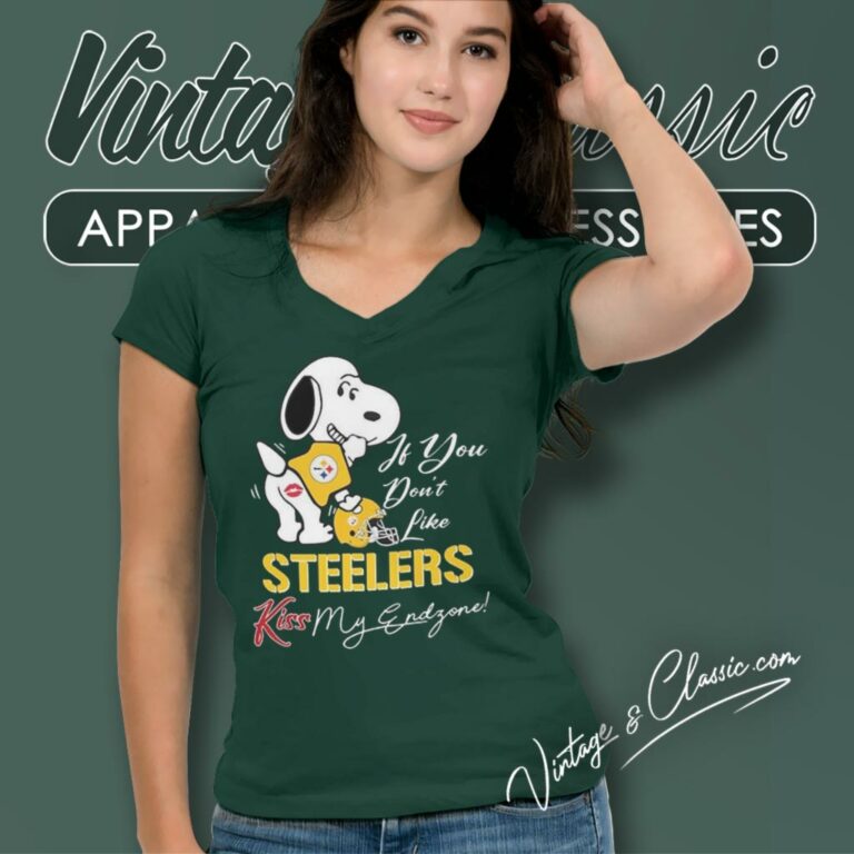 Snoopy If You Dont Like Pittsburgh Steelers Kiss My Endzone V Neck TShirt Snoopy If You Dont Like Pittsburgh Steelers Kiss My Endzone V Neck TShirt