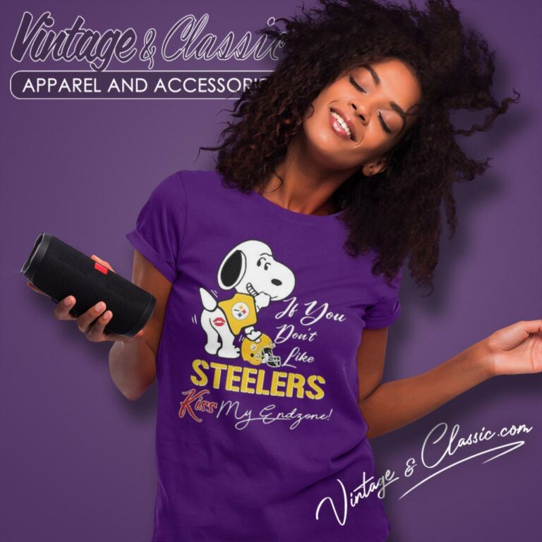 Snoopy If You Dont Like Pittsburgh Steelers Kiss My Endzone Women T Shirt Snoopy If You Dont Like Pittsburgh Steelers Kiss My Endzone Women T Shirt