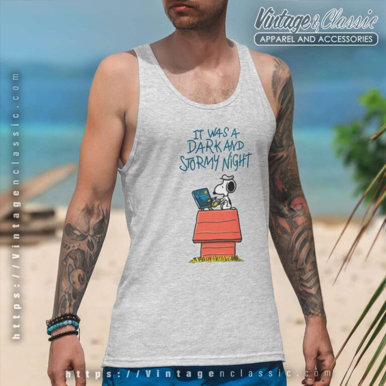 Snoopy It Was A Dark And Stormy Night Tank Top Racerback Snoopy It Was A Dark And Stormy Night Tank Top Racerback