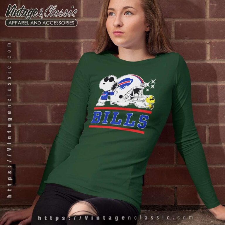 Snoopy Joe Cool And Woodstock Buffalo Bills Long Sleeve Tee Snoopy Joe Cool And Woodstock Buffalo Bills Long Sleeve Tee