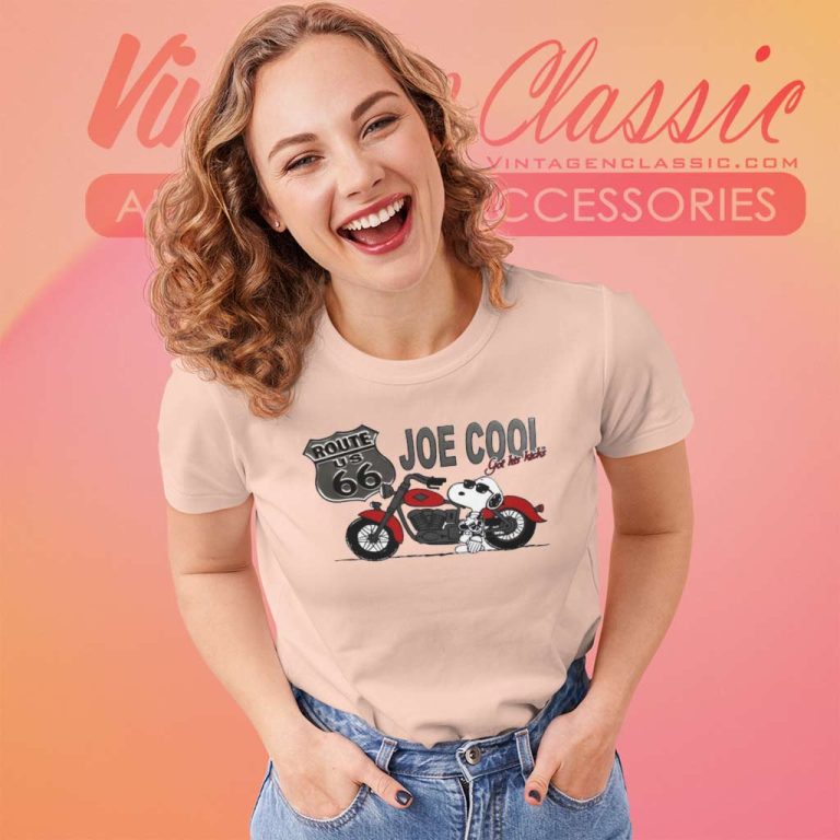 Snoopy Joe Cool Got His Kicks Route Us 66 Women TShirt Snoopy Joe Cool Got His Kicks Route Us 66 Women TShirt