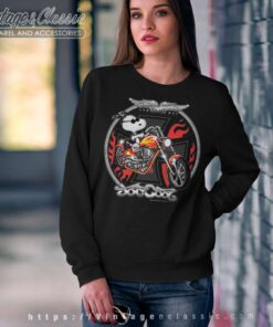 Snoopy Joe Cool Harley Flames Motorcycle Sweatshirt